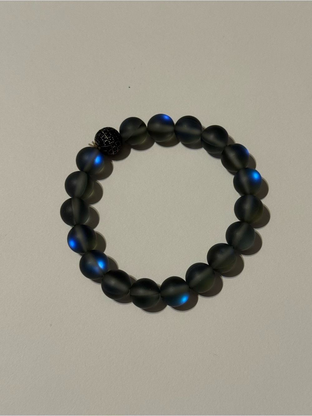 Matte Black And Blue Color Changing Beaded Stretch Bracelet